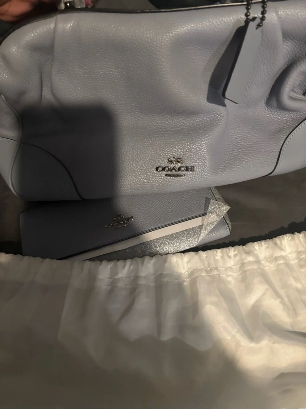 Coach Pebbled Leather Satchel in Pale Blue
